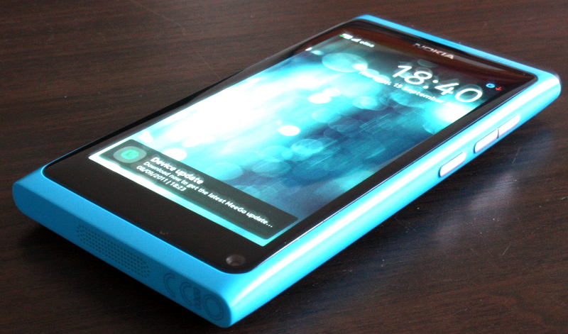 The Nokia N9 was available in multiple colours (picture by Bytearray render on Wikimedia)